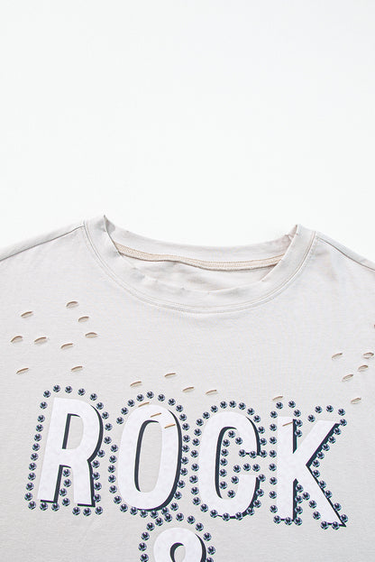 Rock & Roll Graphic Distressed Vintage Tee | Gray