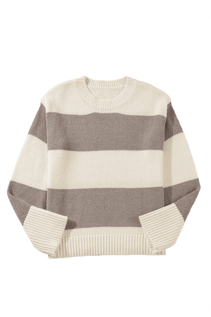 Colourblock Loose Pullover Sweater | Simply Taupe