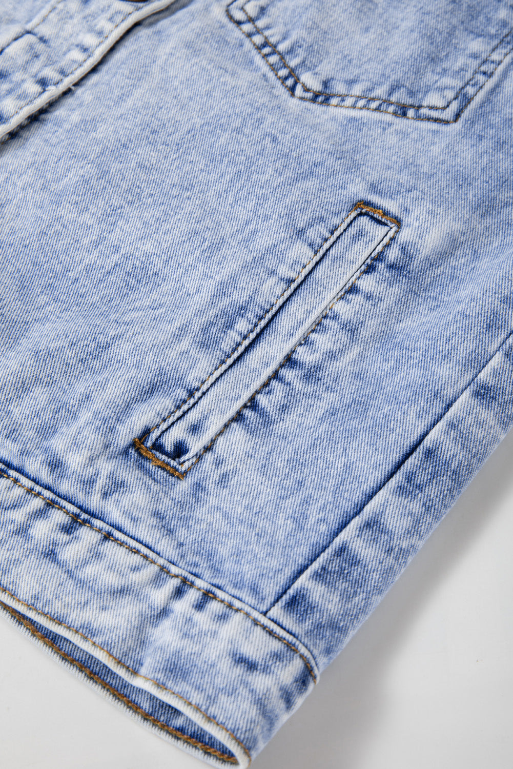 Vintage Washed Flap Pockets Denim Jacket | Beau Blue