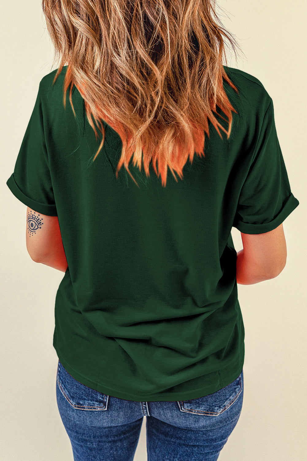 Casual Plain Crew Neck Tee | Green