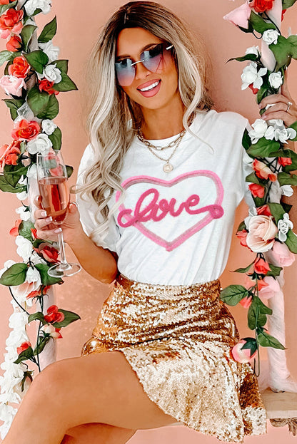 Valentine Love Tinsel Graphic T-Shirt | White