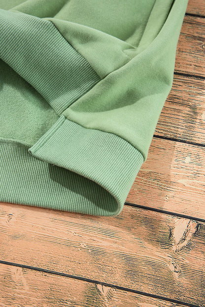 Solid Fleece Lined Drop Shoulder High Low Sweatshirt | Grass Green