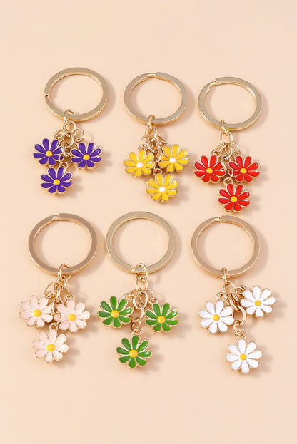 Cute Daisy Shape Ornament Key Ring | White