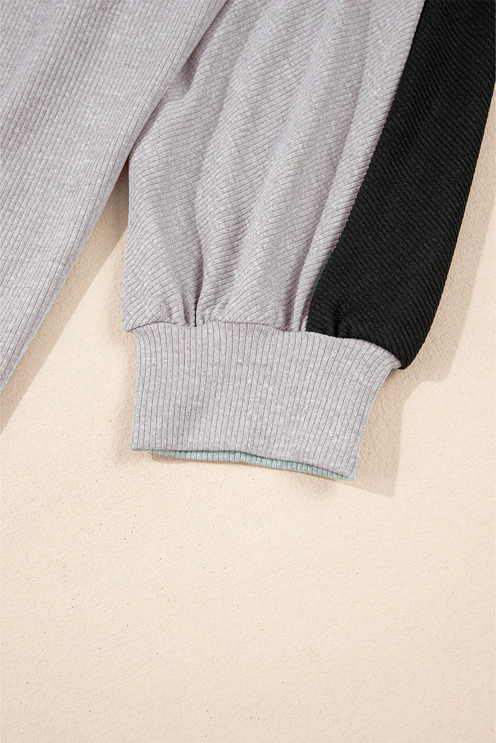 Colourblock Ribbed Collared Oversized Sweatshirt | Gray