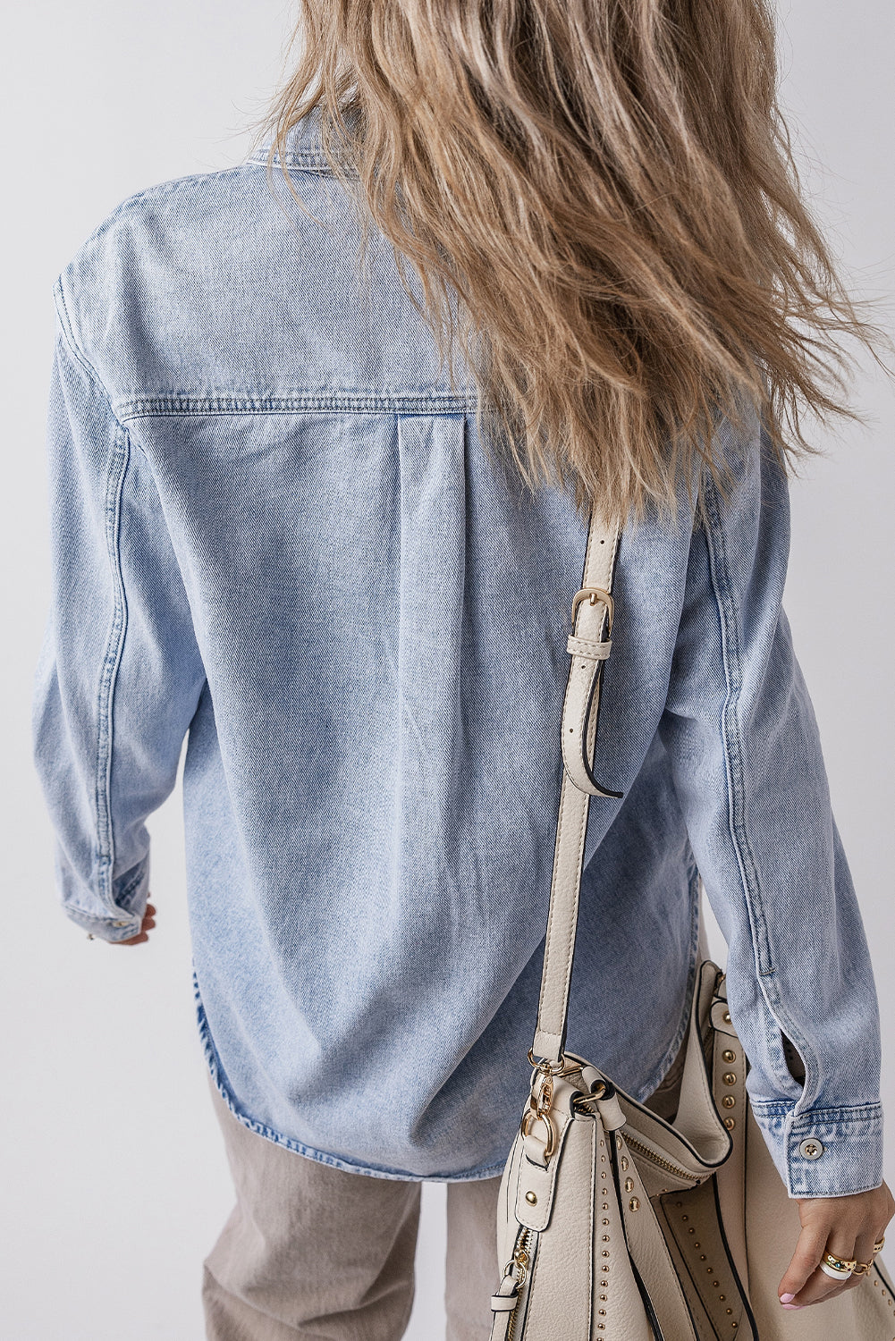 Long Sleeve Buttoned Chest Pocket Denim Shacket | Beau Blue