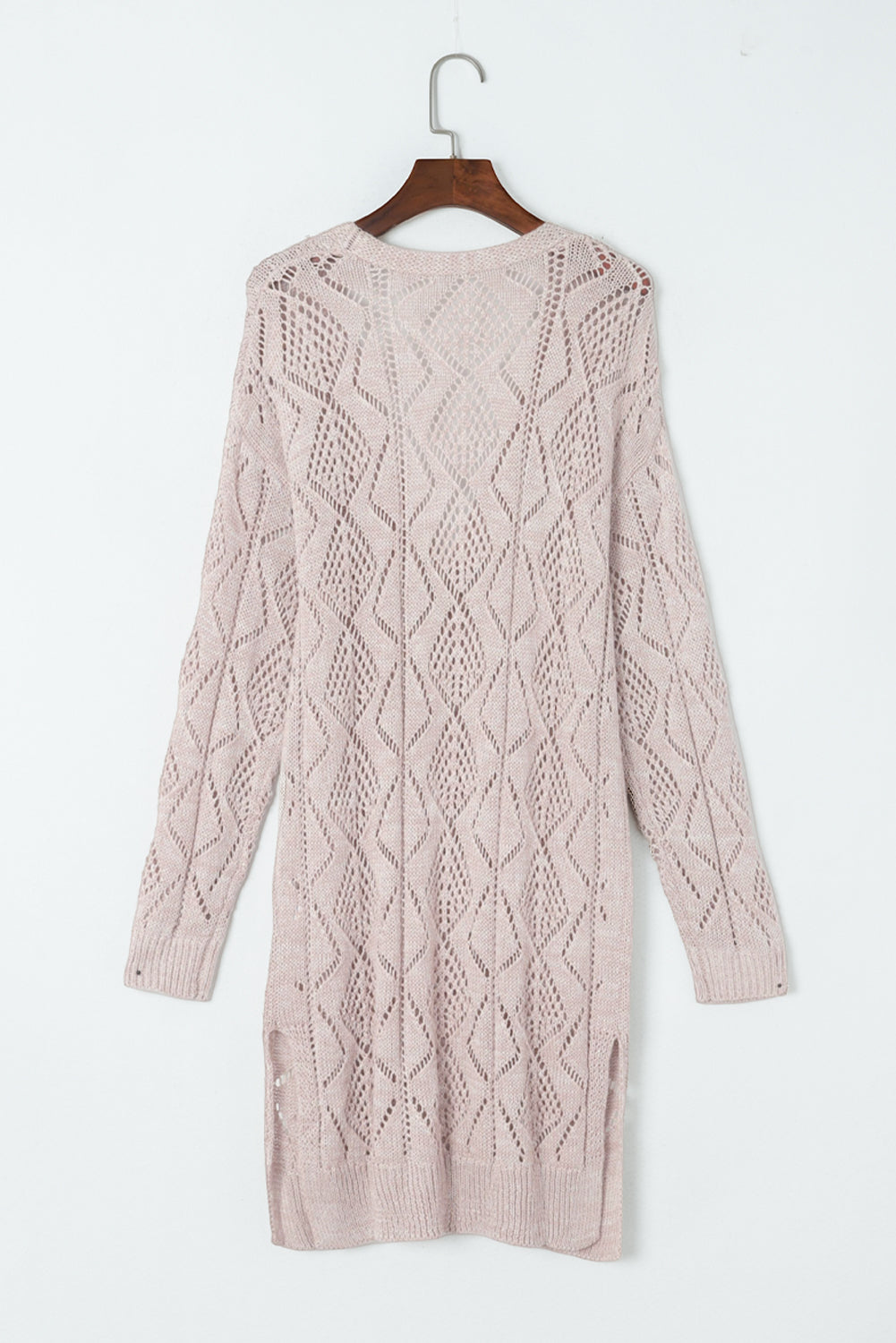 Hollow-Out Openwork Knit Cardigan | Khaki