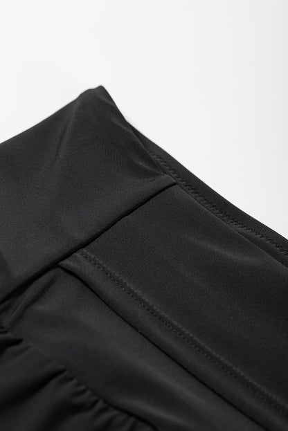 Pocketed Wide Waistband Swim Shorts | Black