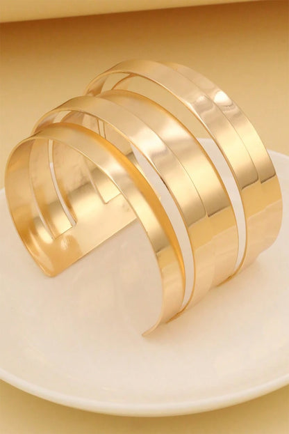 Minimalist Multi Layered Opening Alloy Bangle | Gold