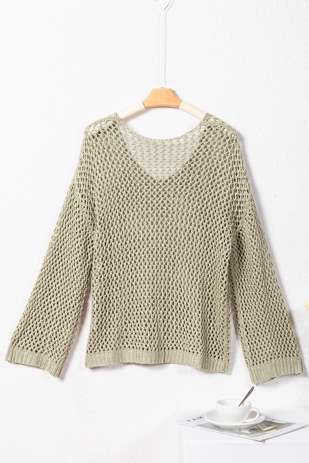 Star Pointelle Knit Baggy Sweater | Light French Beige