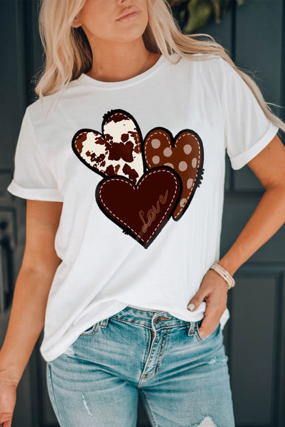 Western Valentines Heart Graphic T-Shirt | White