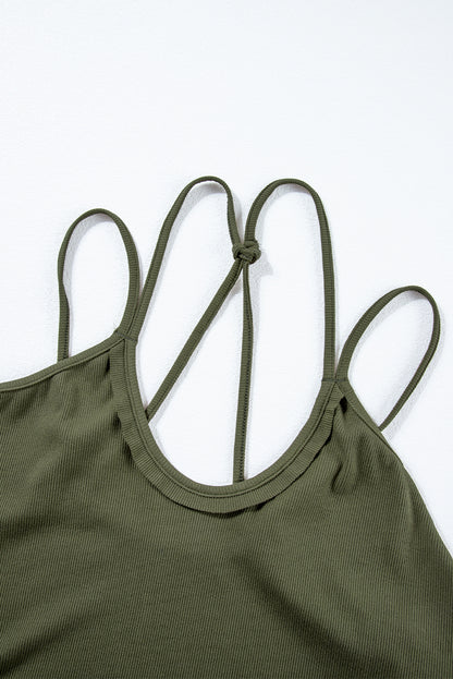 Exposed Seam Detail Double Straps Tank Top | Jungle Green