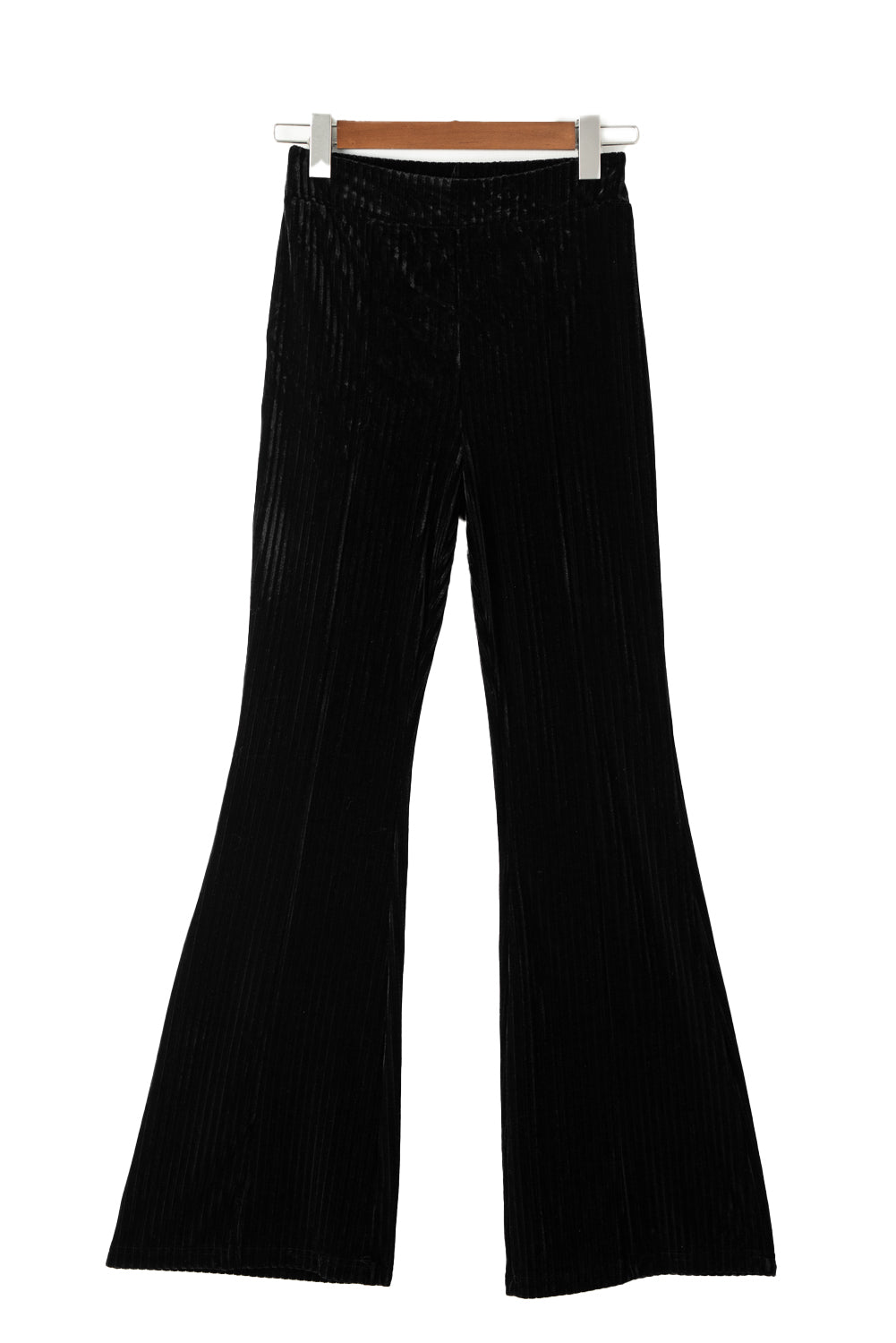 Solid Colour High Waist Flare Corduroy Pants | Black