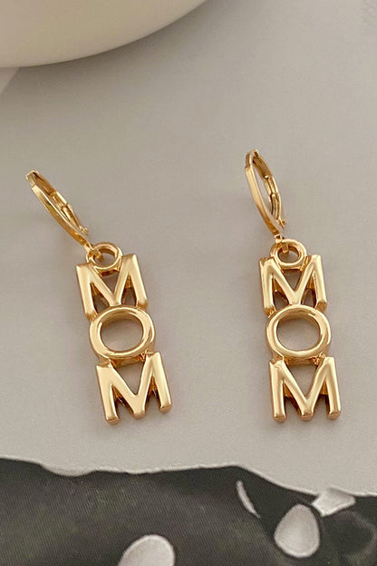 Mom Letter Pendant Alloy Earrings | Gold