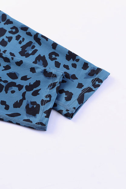 Classic Leopard Print Active Leggings | Blue