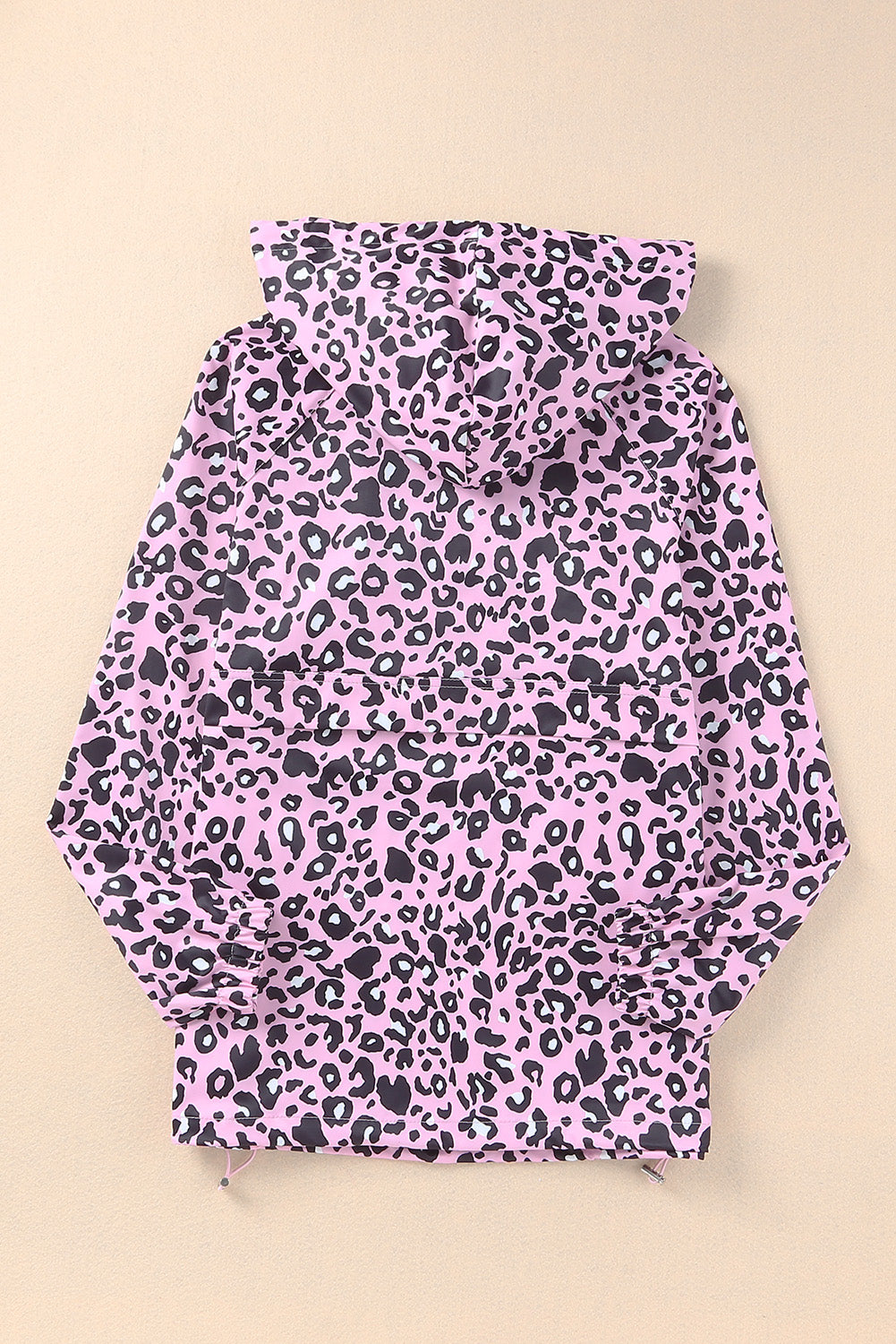 Print Zipper Kangaroo Pocket Pullover Hoodie | Leopard