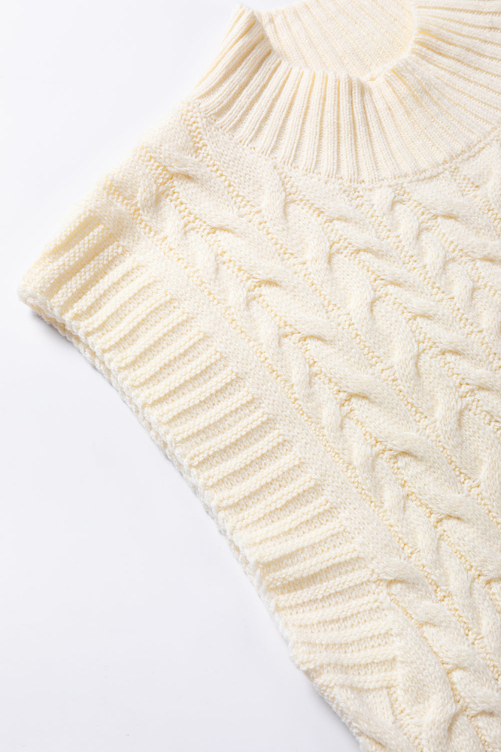 Cable Knit High Neck Sweater Vest | Oatmeal