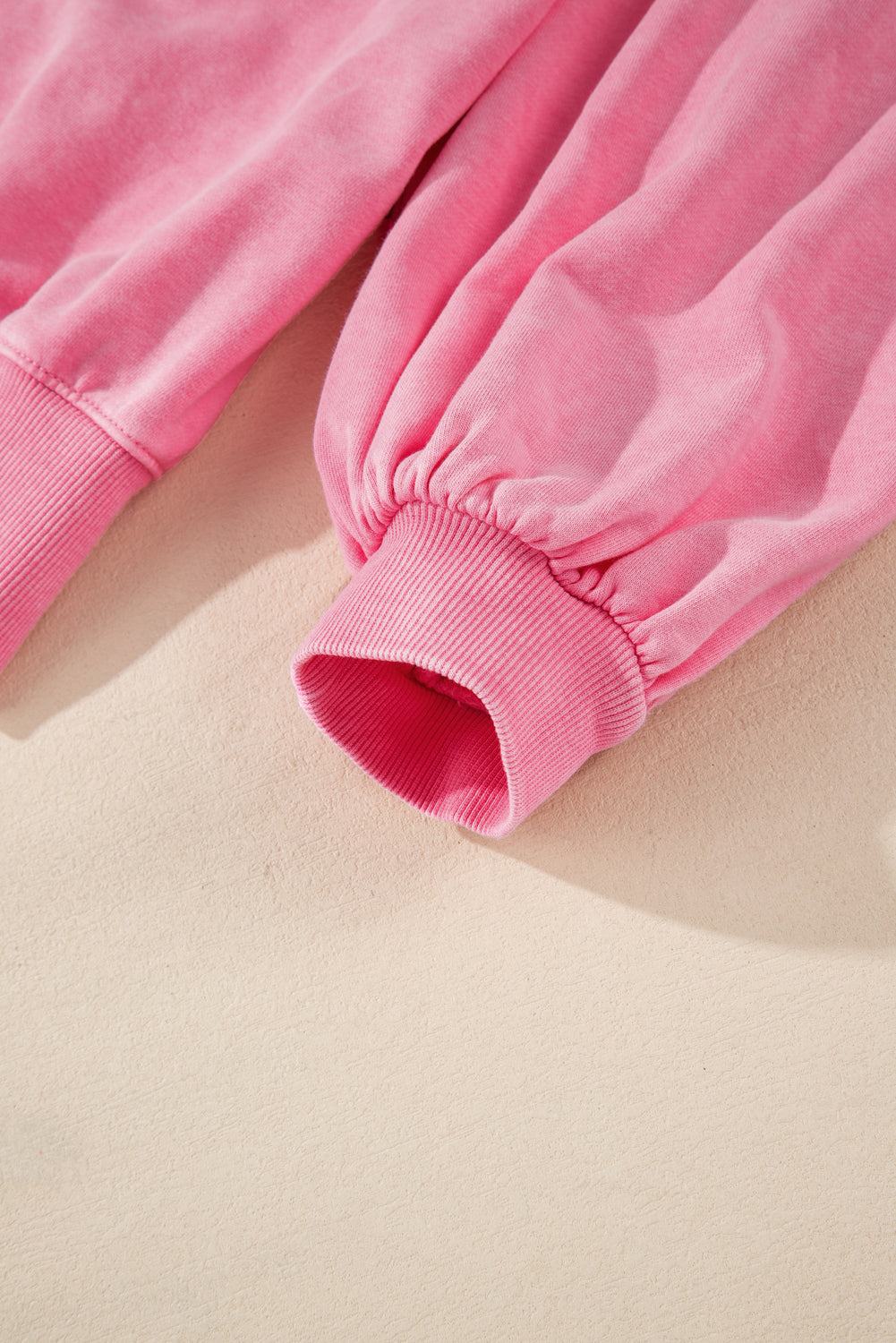 Solid Snap Buttons Collared Balloon Sleeve Oversized Sweatshirt | Pink