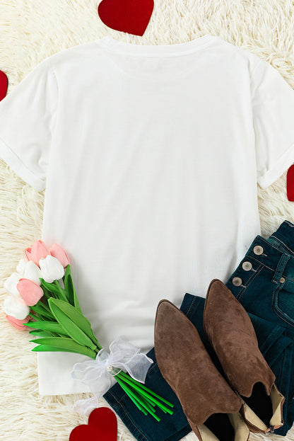 Valentines Heart Pattern T Shirt | White