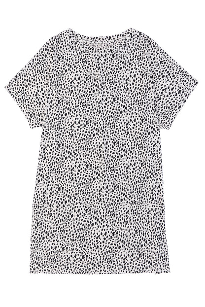 Print Side Pockets Tunic Top | Leopard