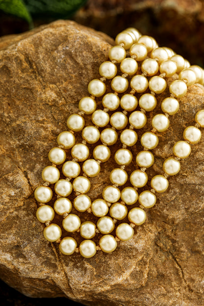 Faux Pearl Beaded Layered Necklace | Gold