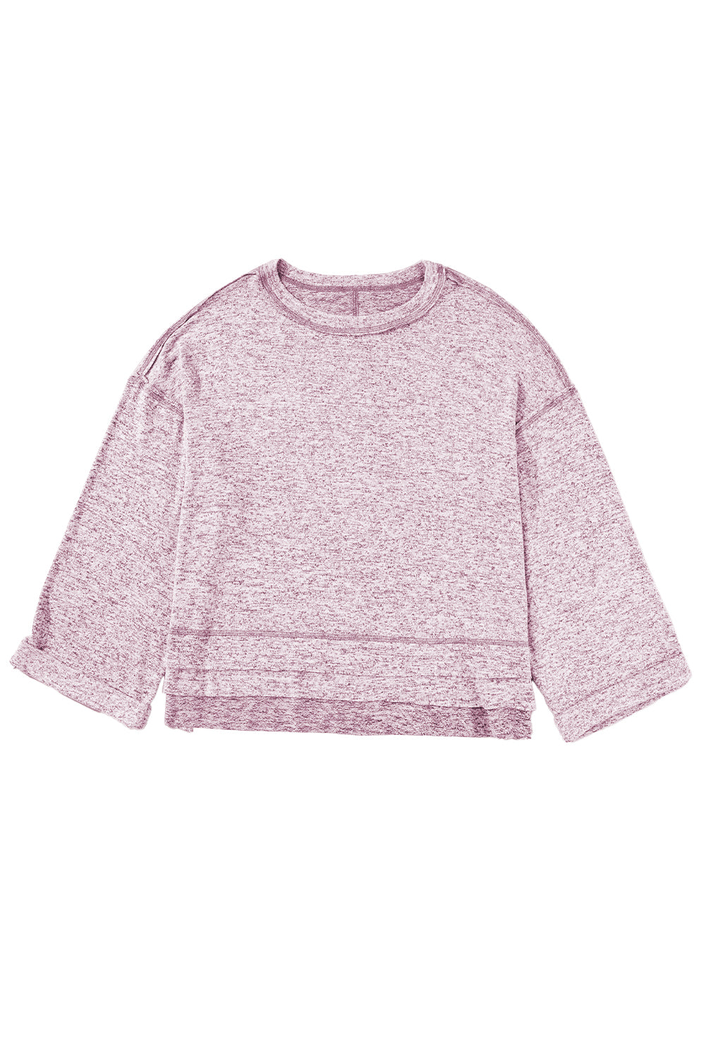 Exposed Seam Drop Shoulder Wide Long Sleeve T Shirt | Orchid Petal