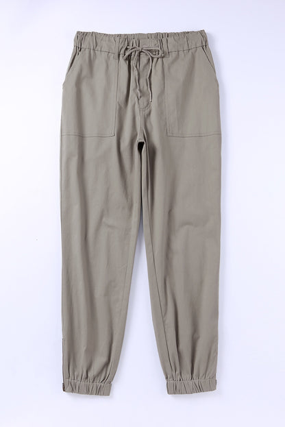 Slim Fit Pocketed Twill Jogger Pants | Green