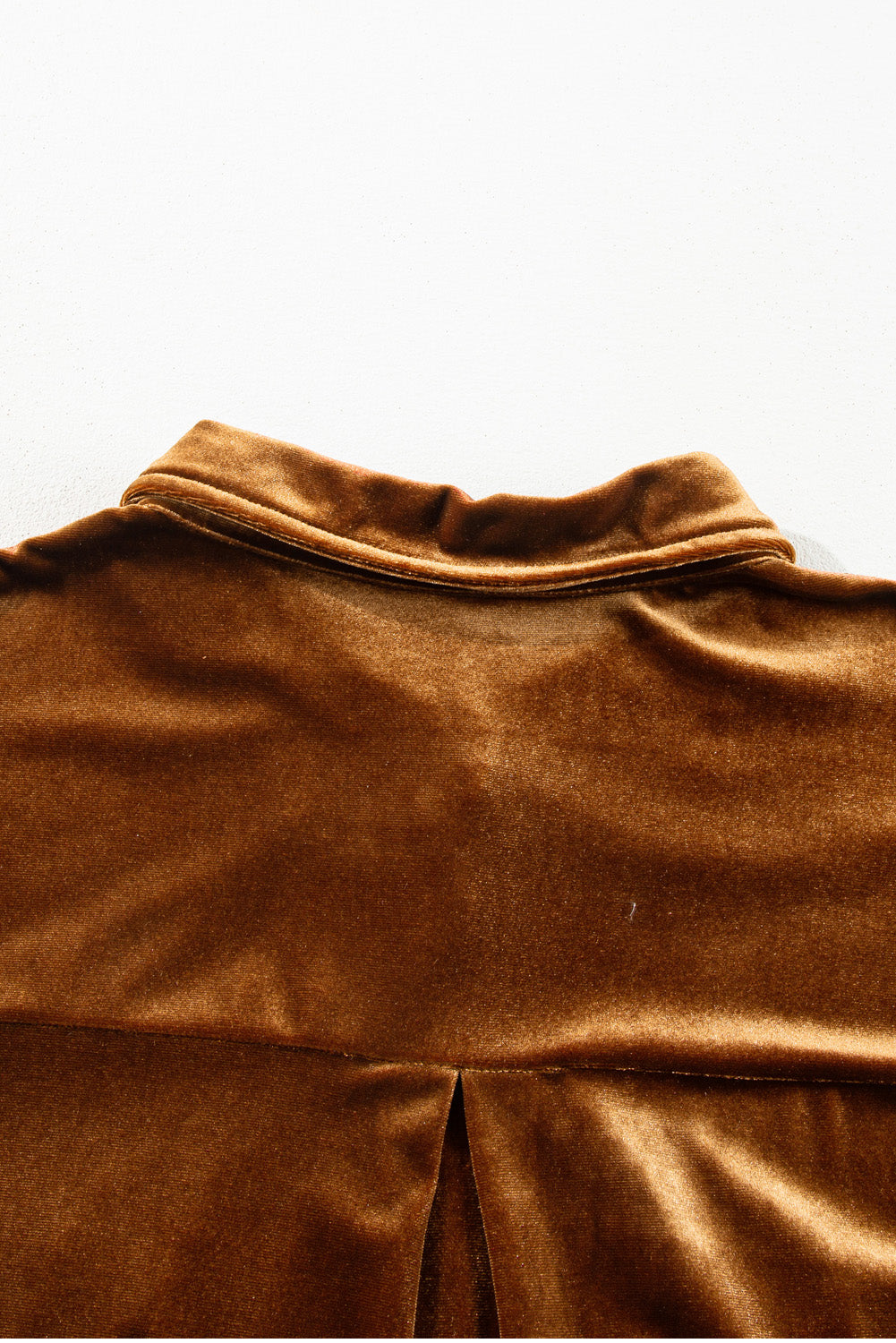 Plus Size Velvet Chest Pocket Drop Shoulder Shirt | Chestnut