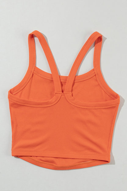 Athletic Ribbed Cropped Cami Top | Grapefruit Orange