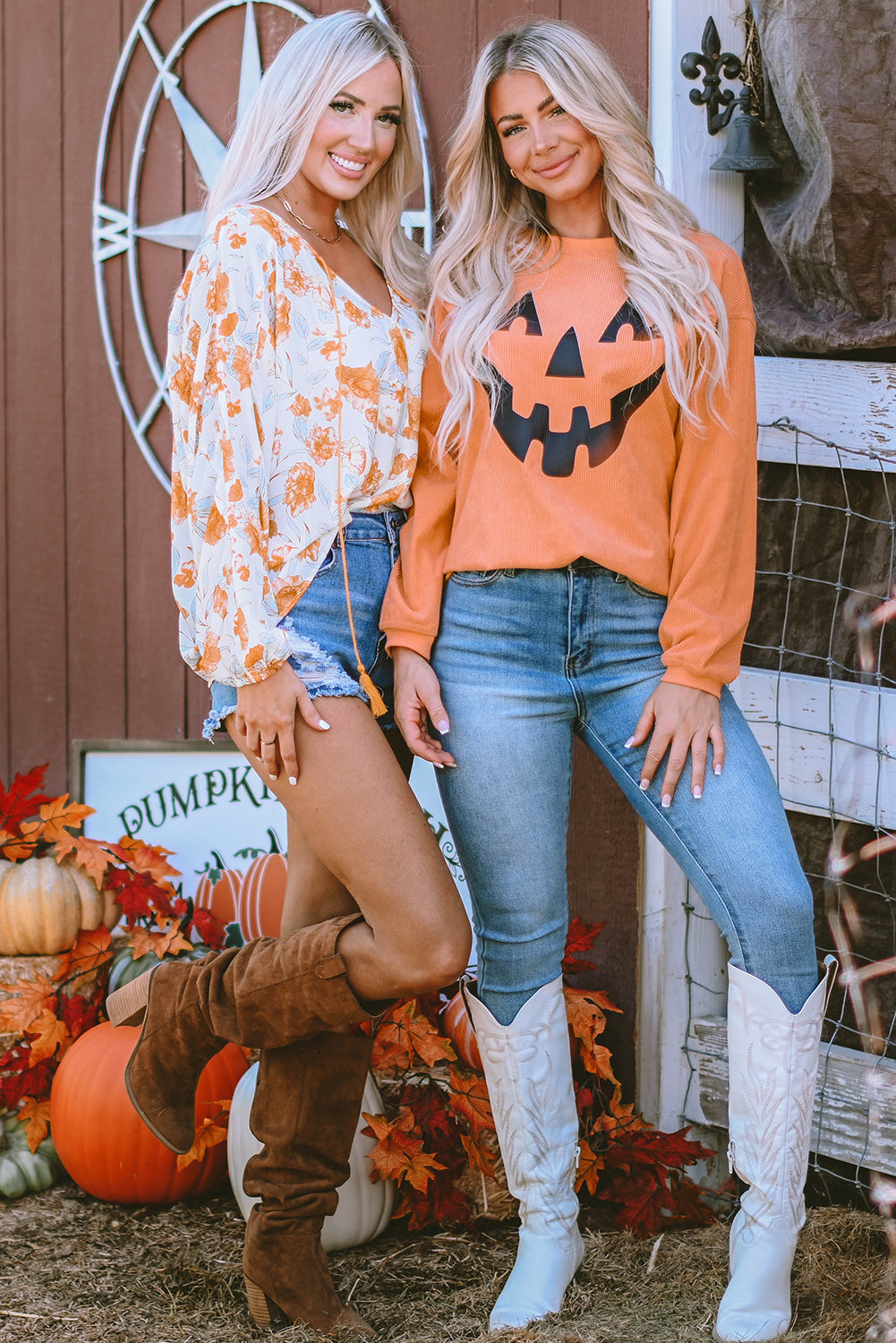 Pumpkin Smile Face Graphic Sweatshirt | Orange