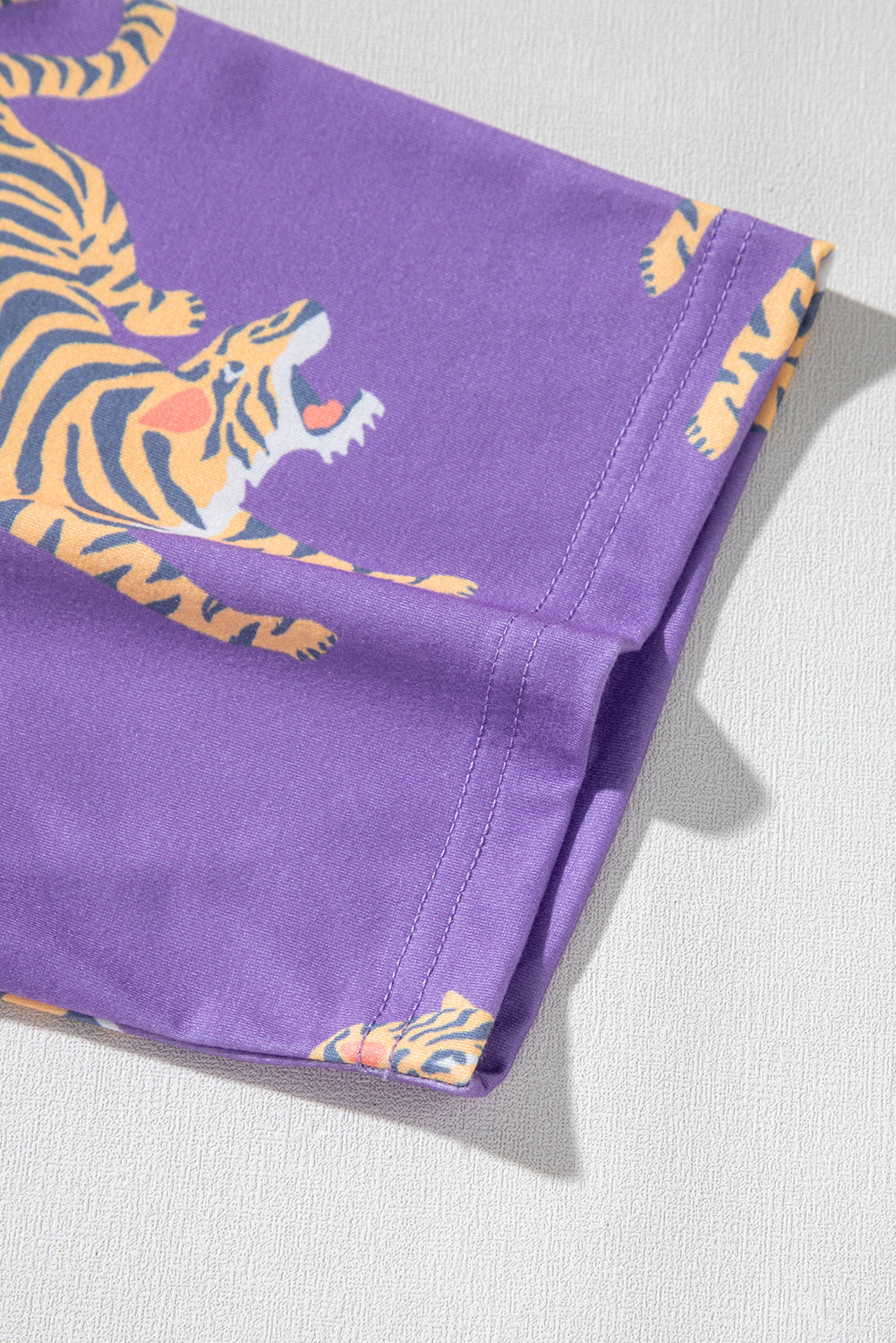 Allover Tiger Printed Patch Pocket Loose T Shirt | Purple