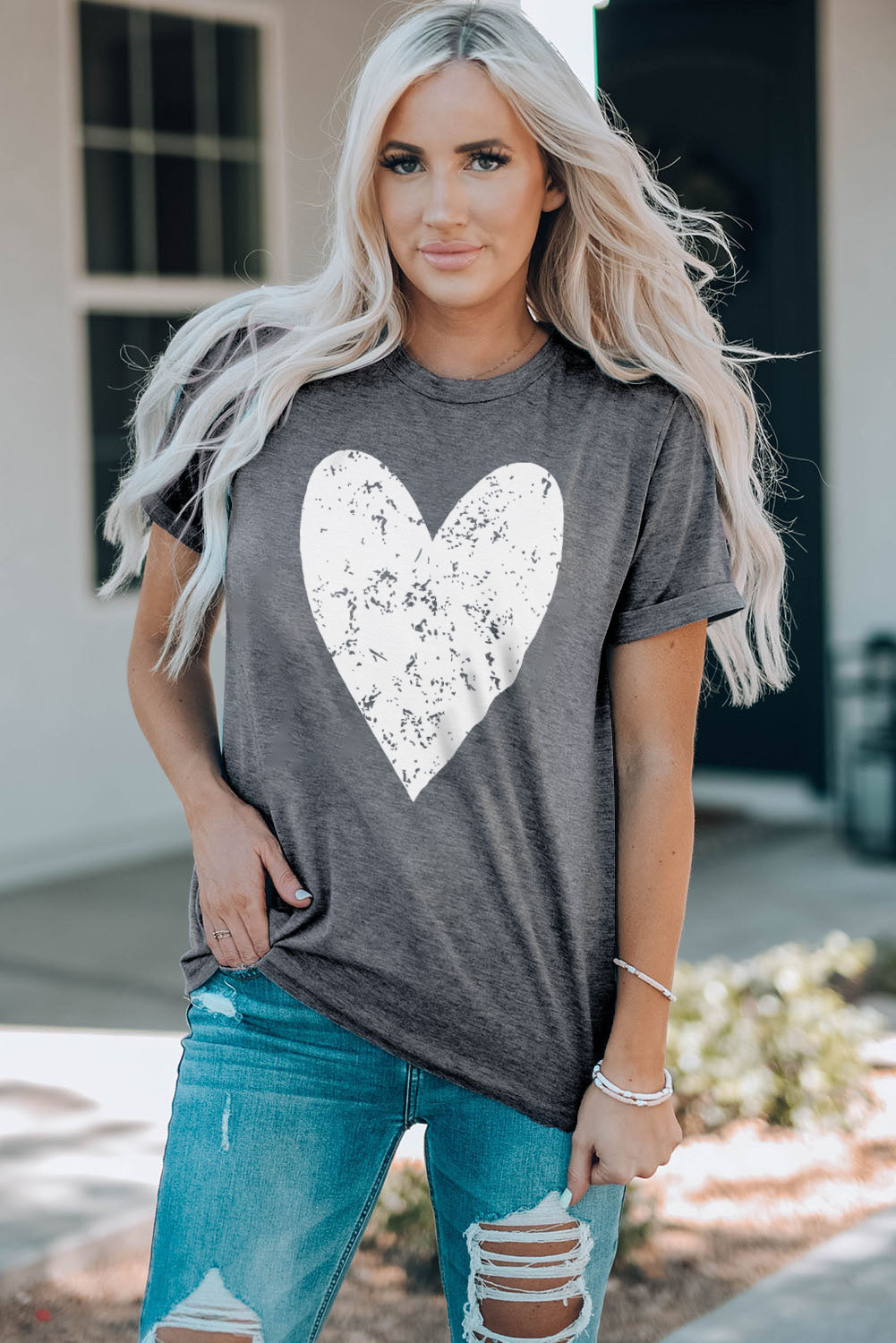 Valentine'S Day Large Heart Shape Graphic T Shirt | Gray