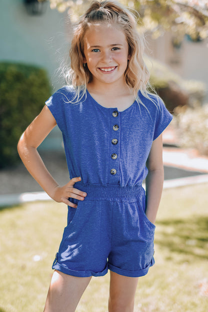 Little Girls Cassie Romper | Sky Blue