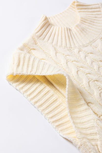 Cable Knit High Neck Sweater Vest | Oatmeal