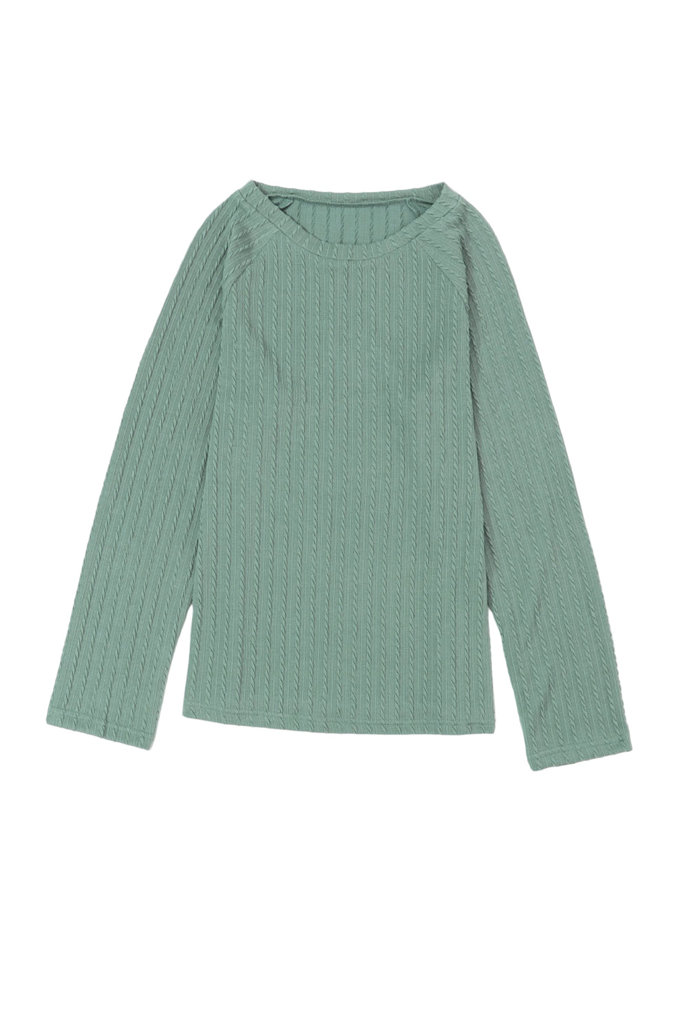 Ribbed Round Neck Knit Long Sleeve Top | Green