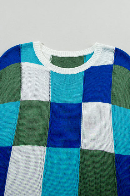 Colour Block Cap Sleeve Sweater | Dark Blue