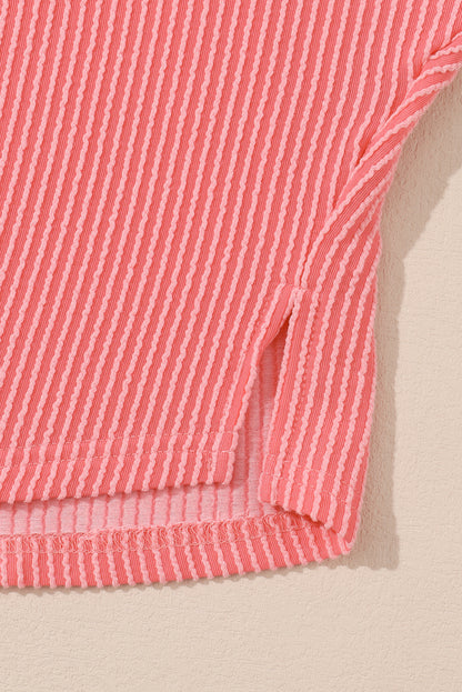 Corded Flap Pocket Henley Top | Pink