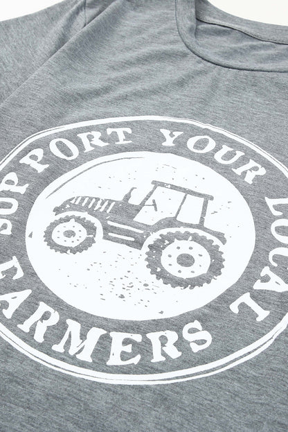 Support Your Local Farmers Graphic Tee | Gray