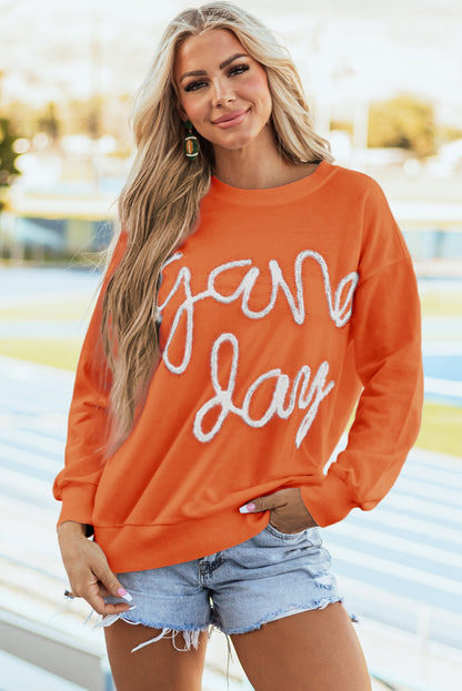 Tinsel Game Day Drop Shoulder Graphic Sweatshirt | Russet Orange