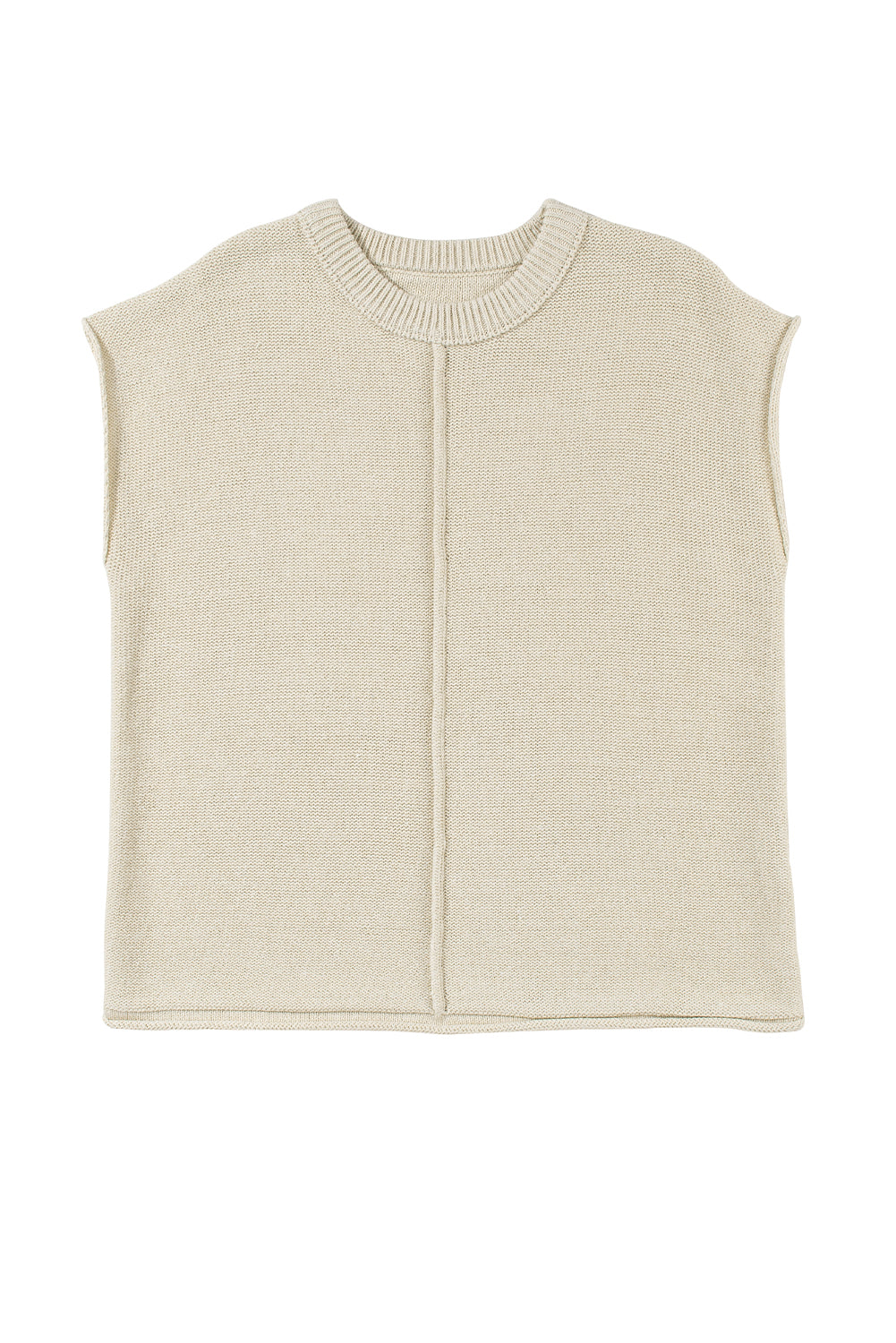 Solid Colour Cap Sleeve Knitted Sweater | Oatmeal