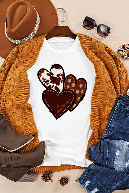 Western Valentines Heart Graphic T-Shirt | White