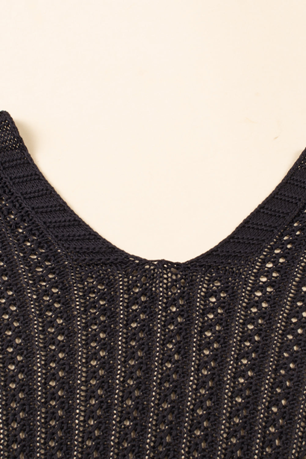 Hollow-Out Bracelet Sleeve Knit Cardigan | Black