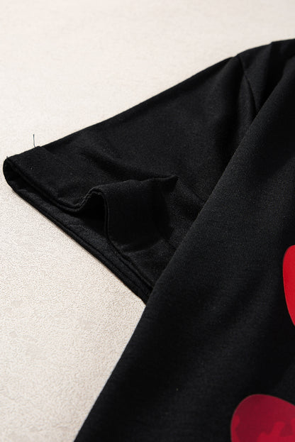 Valentine'S Day Heart Graphic Tee | Black