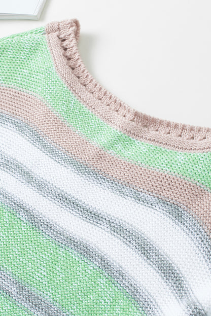 Striped Bell Sleeves Loose Sweater | Green