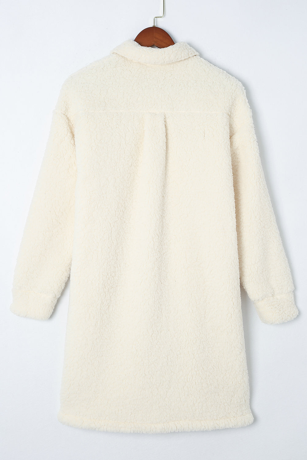 Contrast Flap Pocket Single Breasted Teddy Coat | Beige