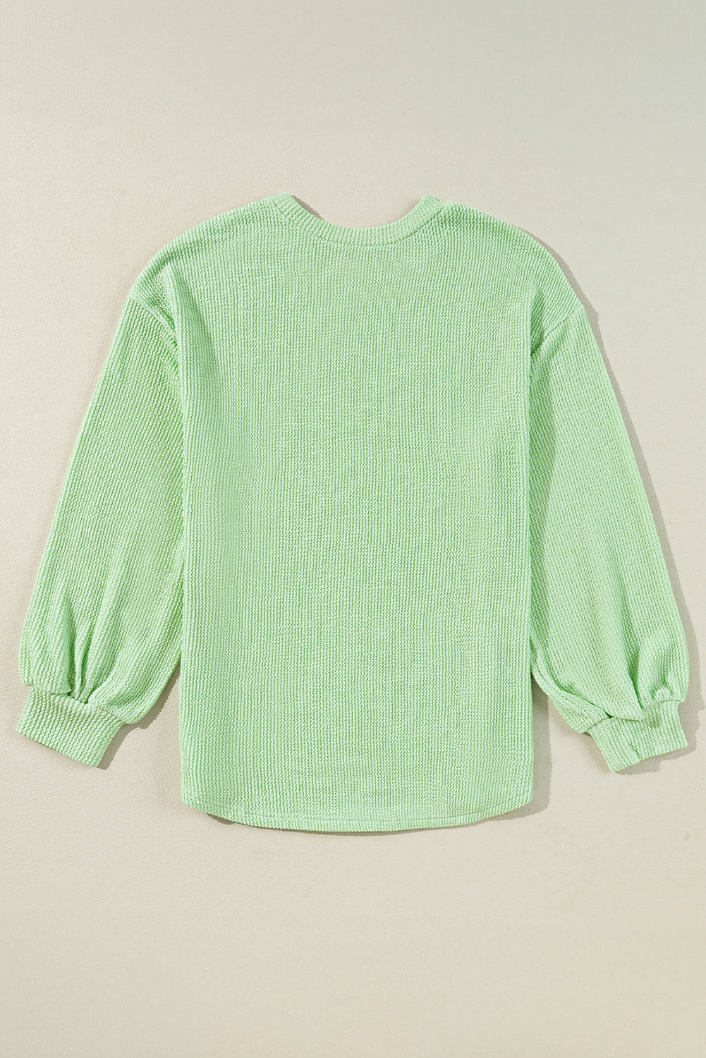 Solid Cord Ribbed Drop Shoulder Pullover Top | Moonlight Jade