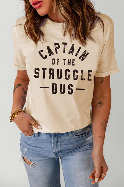 Khaki Captain of The Struggle Bus Graphic T-shirt