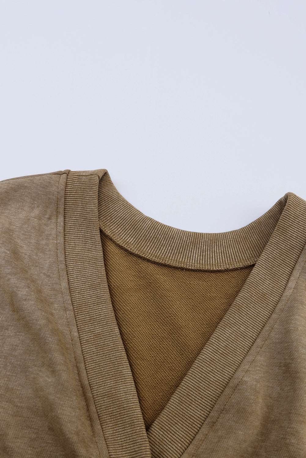 Exposed Seam Twist Open Back Oversized Sweatshirt | Khaki