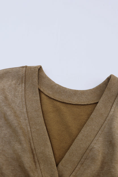 Exposed Seam Twist Open Back Oversized Sweatshirt | Khaki