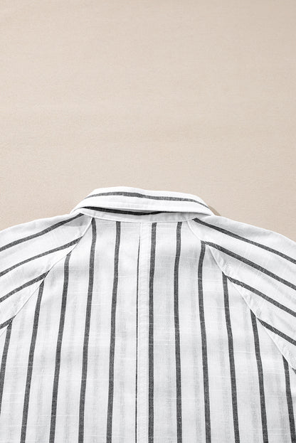 Chest Pocket Buttoned Oversized Shirt | Black Stripe