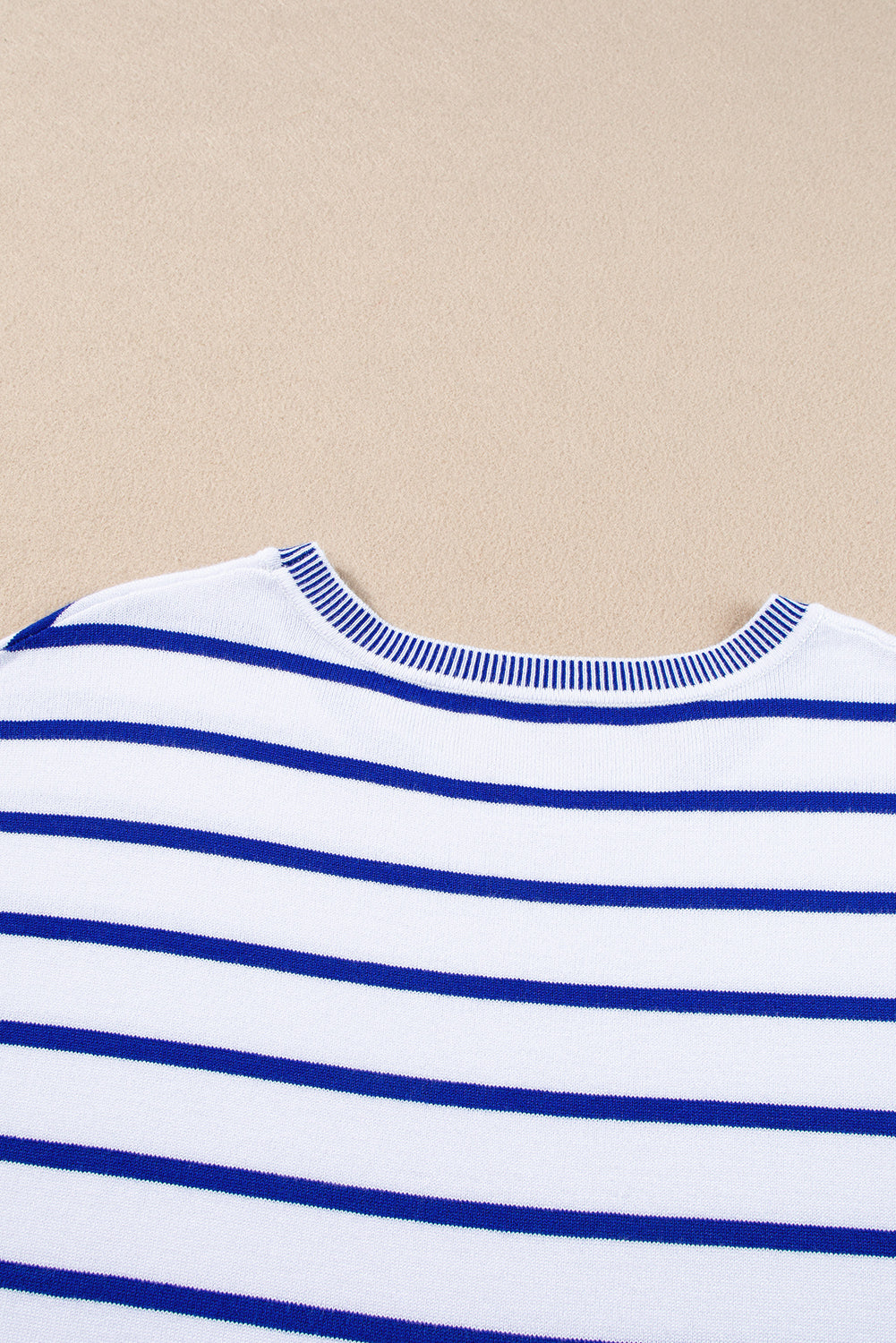 Knitted Bat Sleeve T Shirt | Sky Blue Stripe